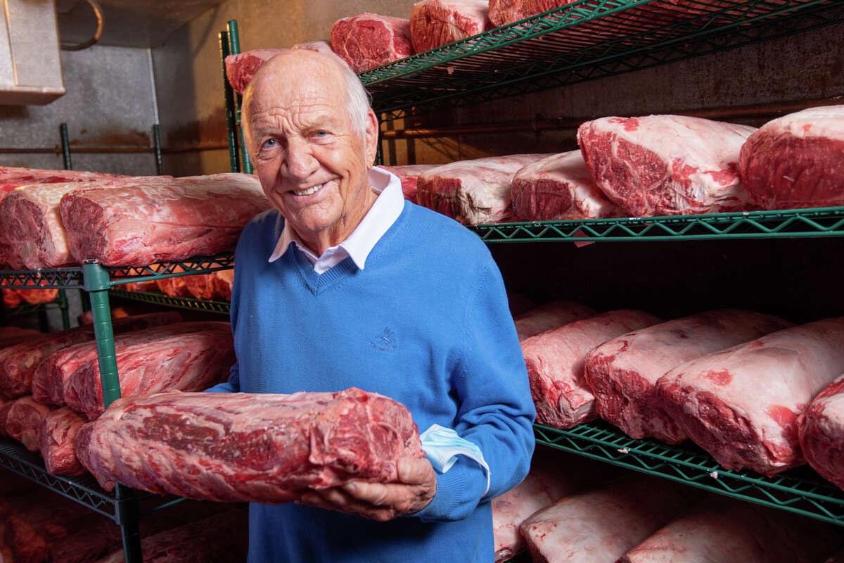 San Franciscan's House of Prime Rib logo is tattooed here forever 4 Joseph Betz, the owner of SF’s House of Prime Rib, poses for a photo in the meat locker of the restaurant in San Francisco, Calif. on July 6, 2022.