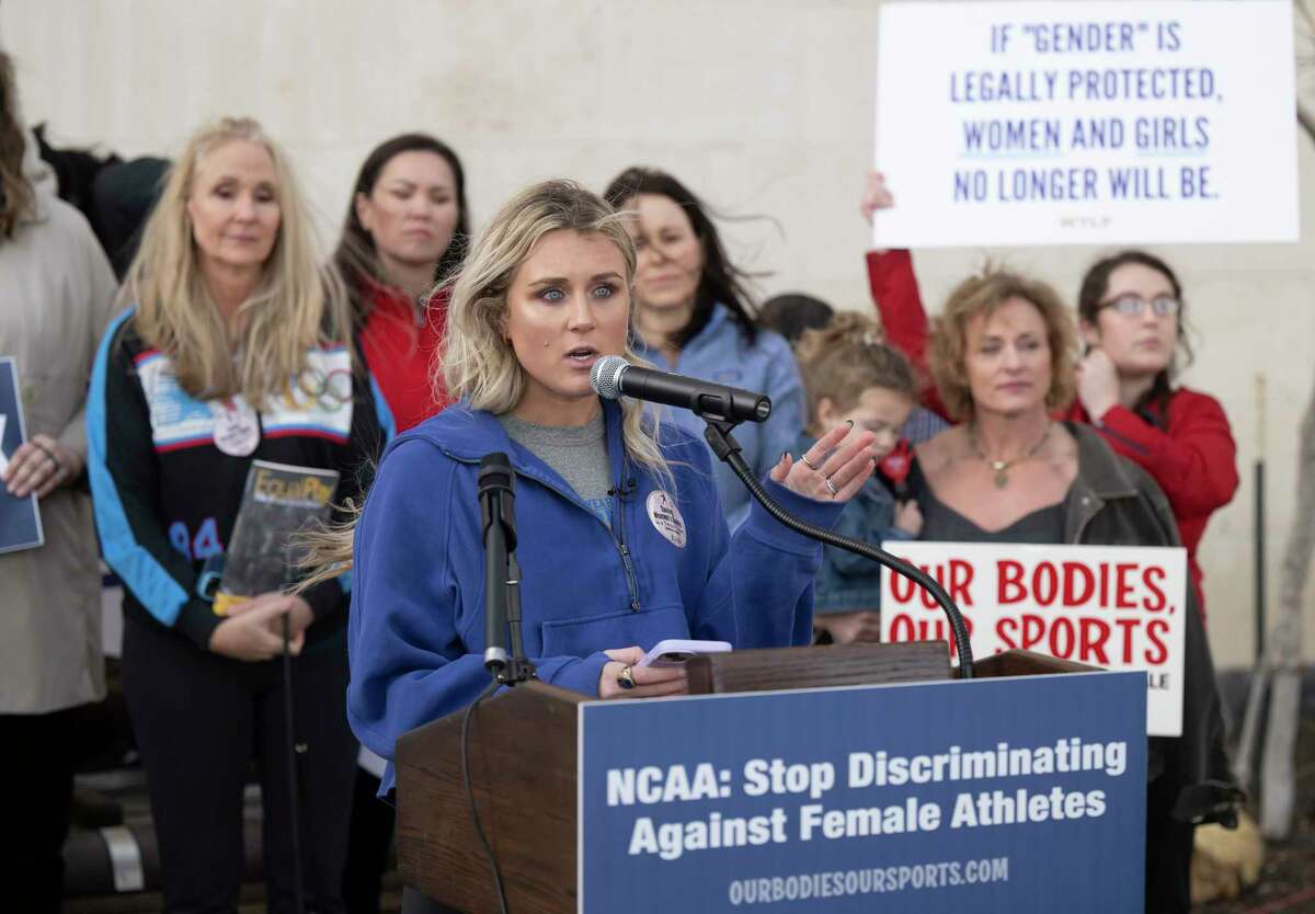 Demonstrators Protest Ncaa S Transgender Athlete Inclusion