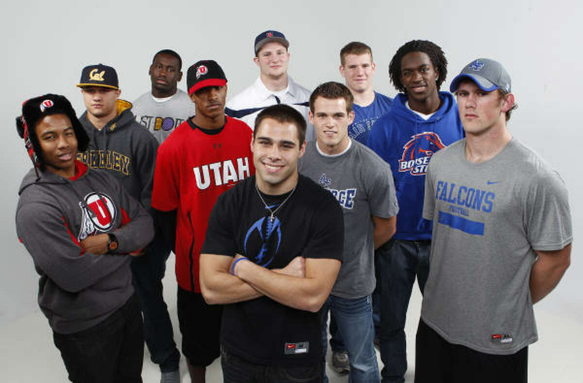 Ukwuachu (second from right) picked Boise State after reportedly also being recruited by Arkansas, Baylor, Colorado, Louisville and Northwestern. He cited Boise's rising stature and said it
