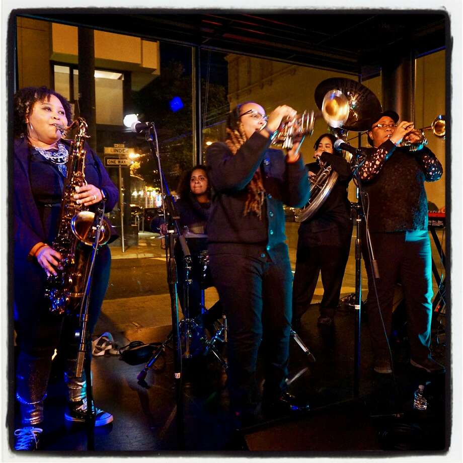 the original pinettes brass band plays sfjazz gala after-party