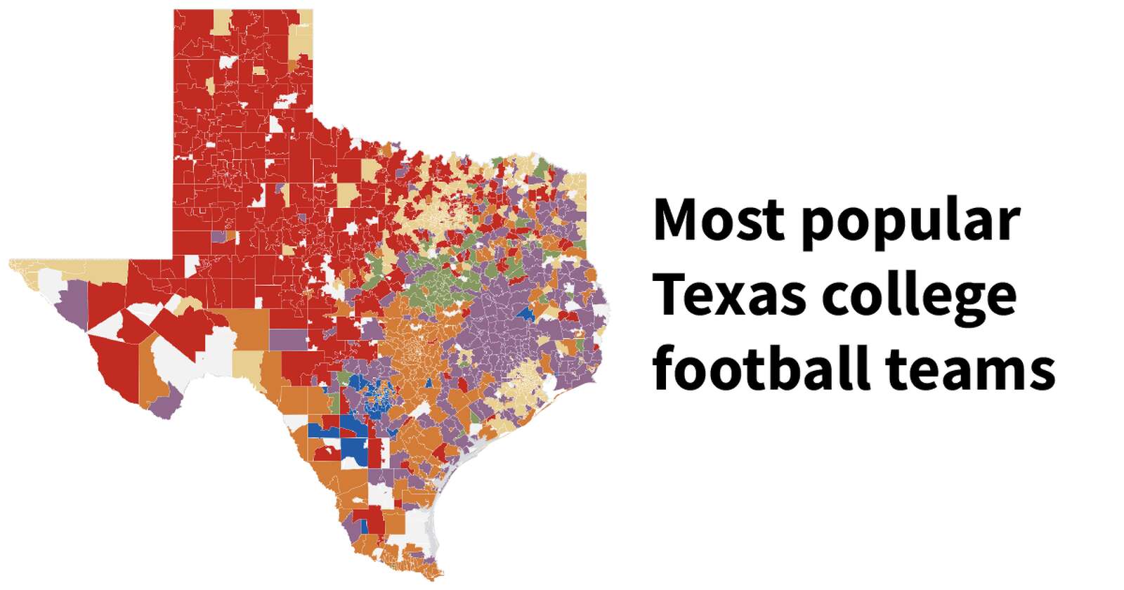 Texas College Football Which Team Is Most Popular In Your Area 