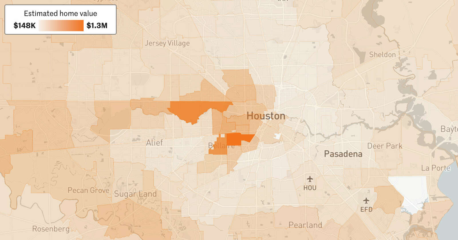 Houston home value tracker The most and least expensive ZIP codes