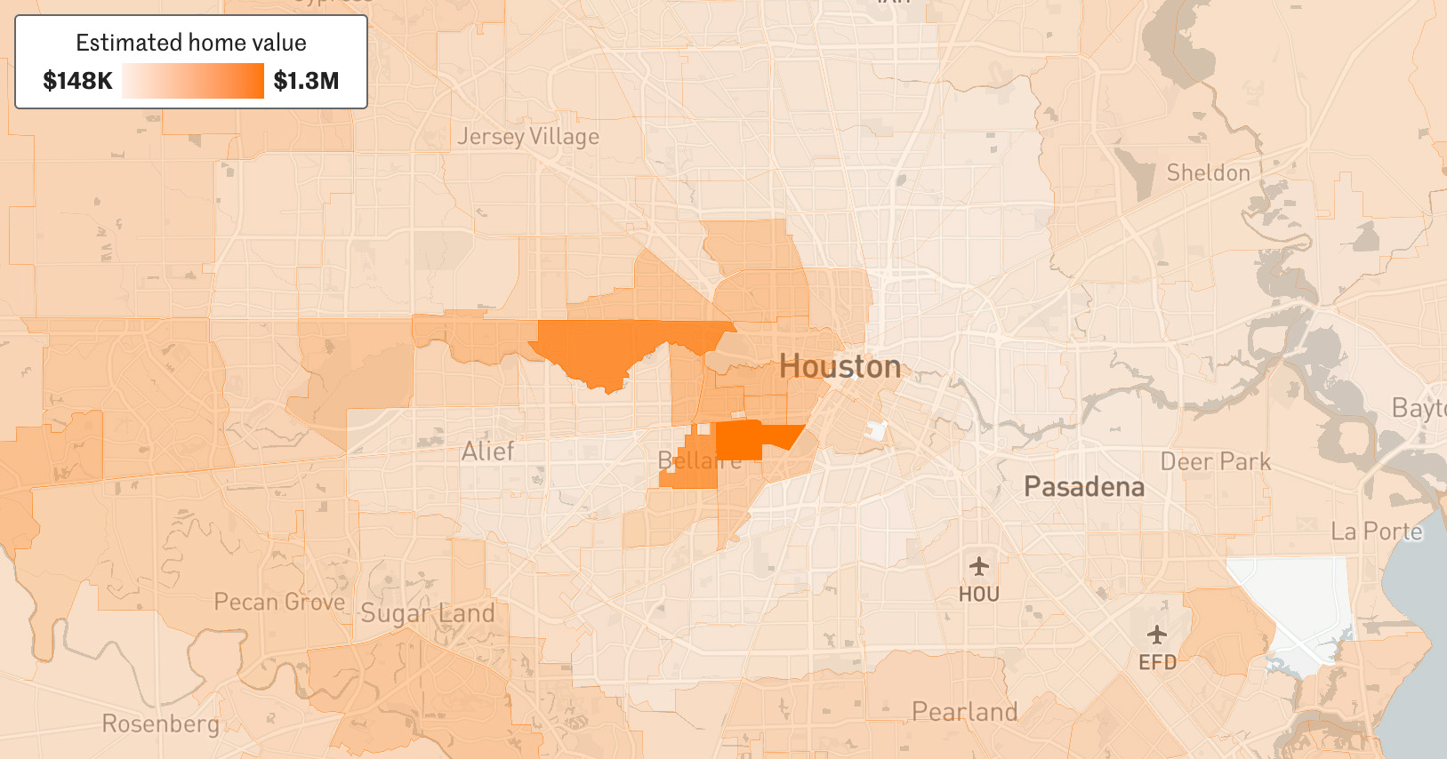 Houston home value tracker The most and least expensive ZIP codes