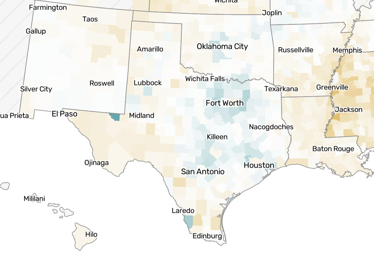 Where 2024 election turnout fell in Texas compared to 2020