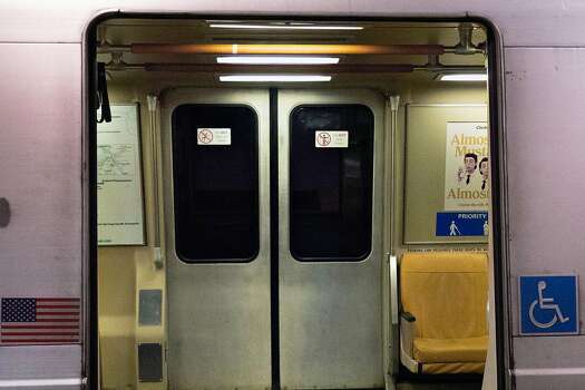 An open door shows an empty BART train at the Embarcadero Station on March 19, 2020 in San Francisco, California.