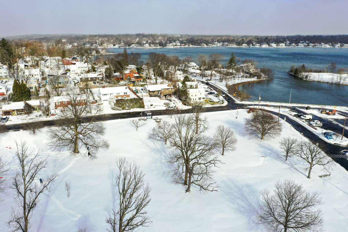 Drone photos capture Connecticut snowfall from above