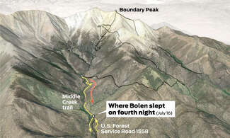 A map shows where Bolen slept on the fourth night.