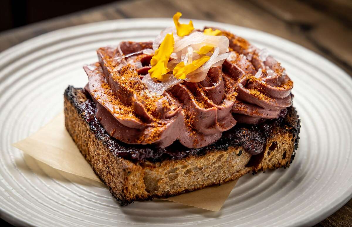 Chicken liver mousse on toast