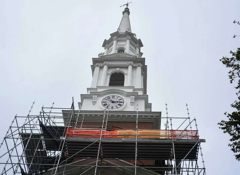 Work continues on the restoration of Center Church on the Green in New Haven.