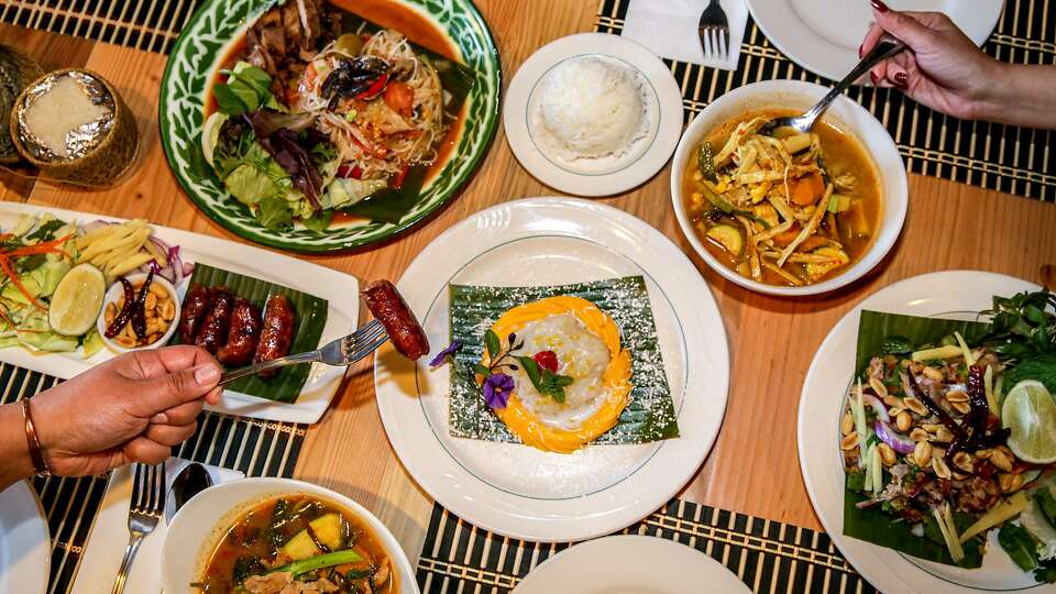 A spread of dishes from Isarn Garden