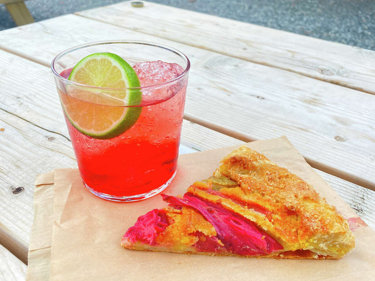 The rhubarb galette and a Hey Mama cocktail at Quinnie’s.
