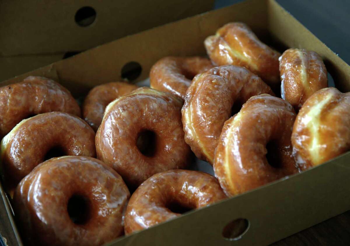 Box of glazed doughnuts