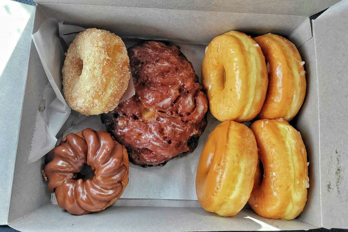 Box of delicious doughnuts