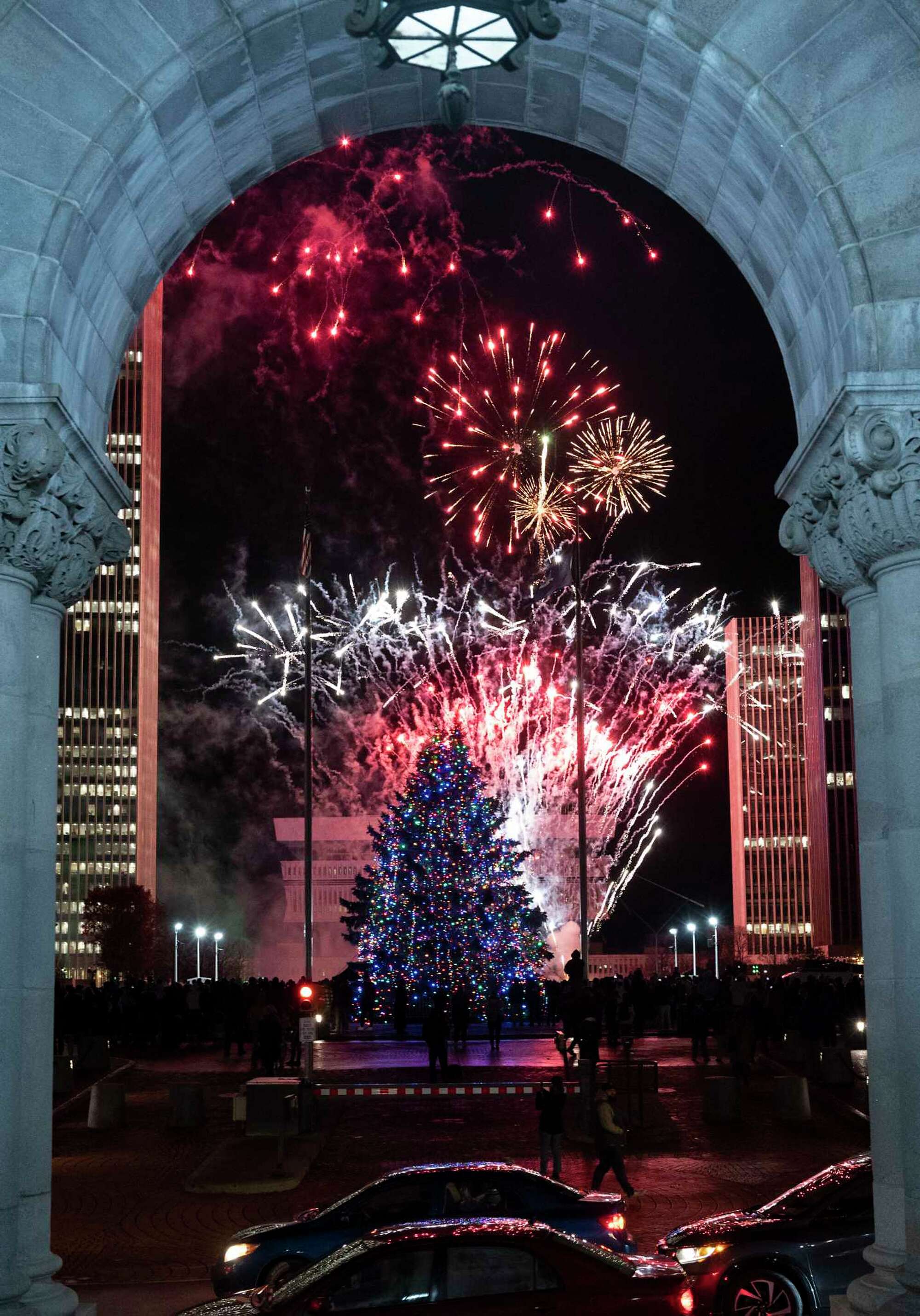 Governor Hochul lights the New York State Christmas tree in Albany.