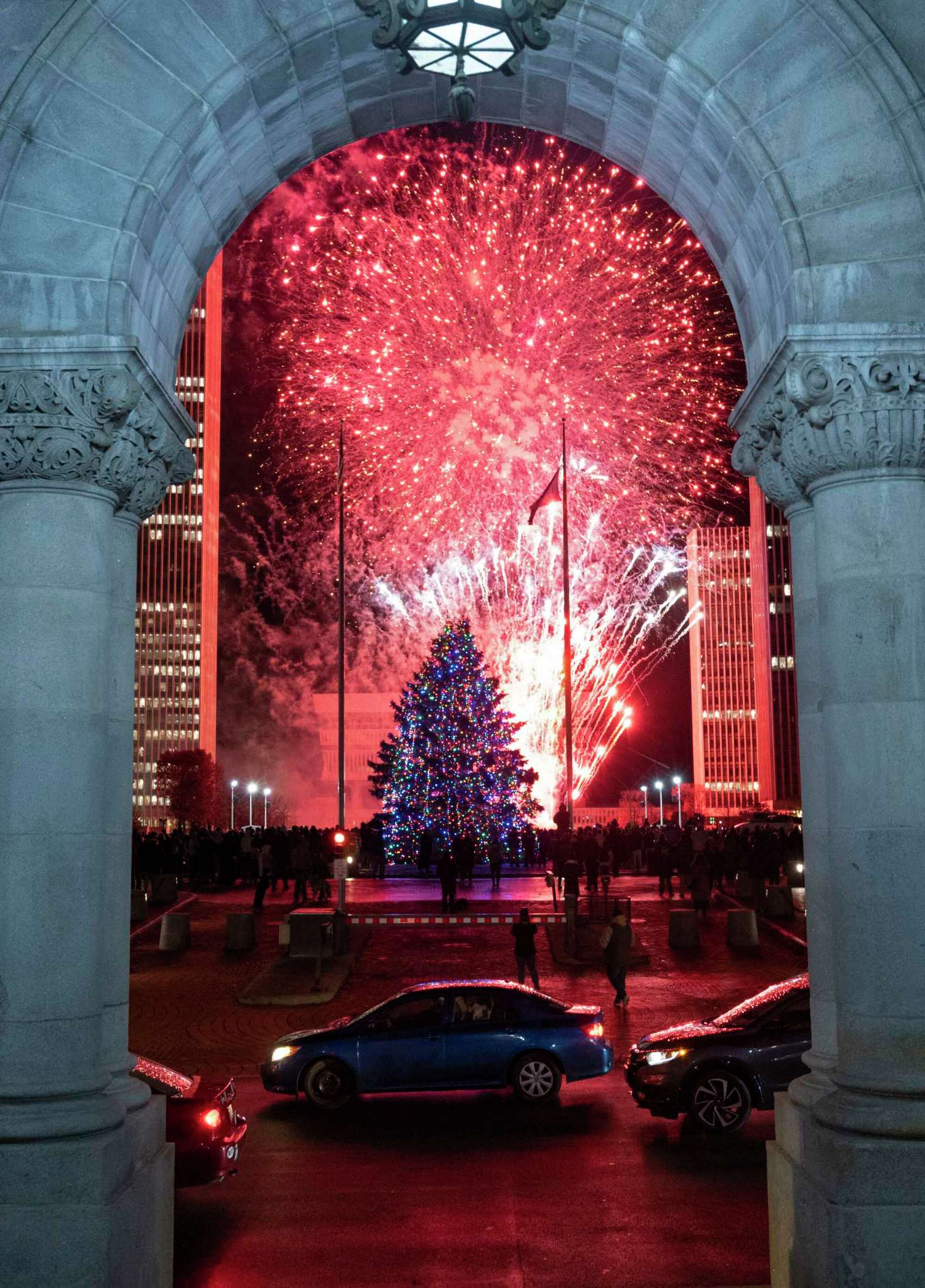 Governor Hochul lights the New York State Christmas tree in Albany.