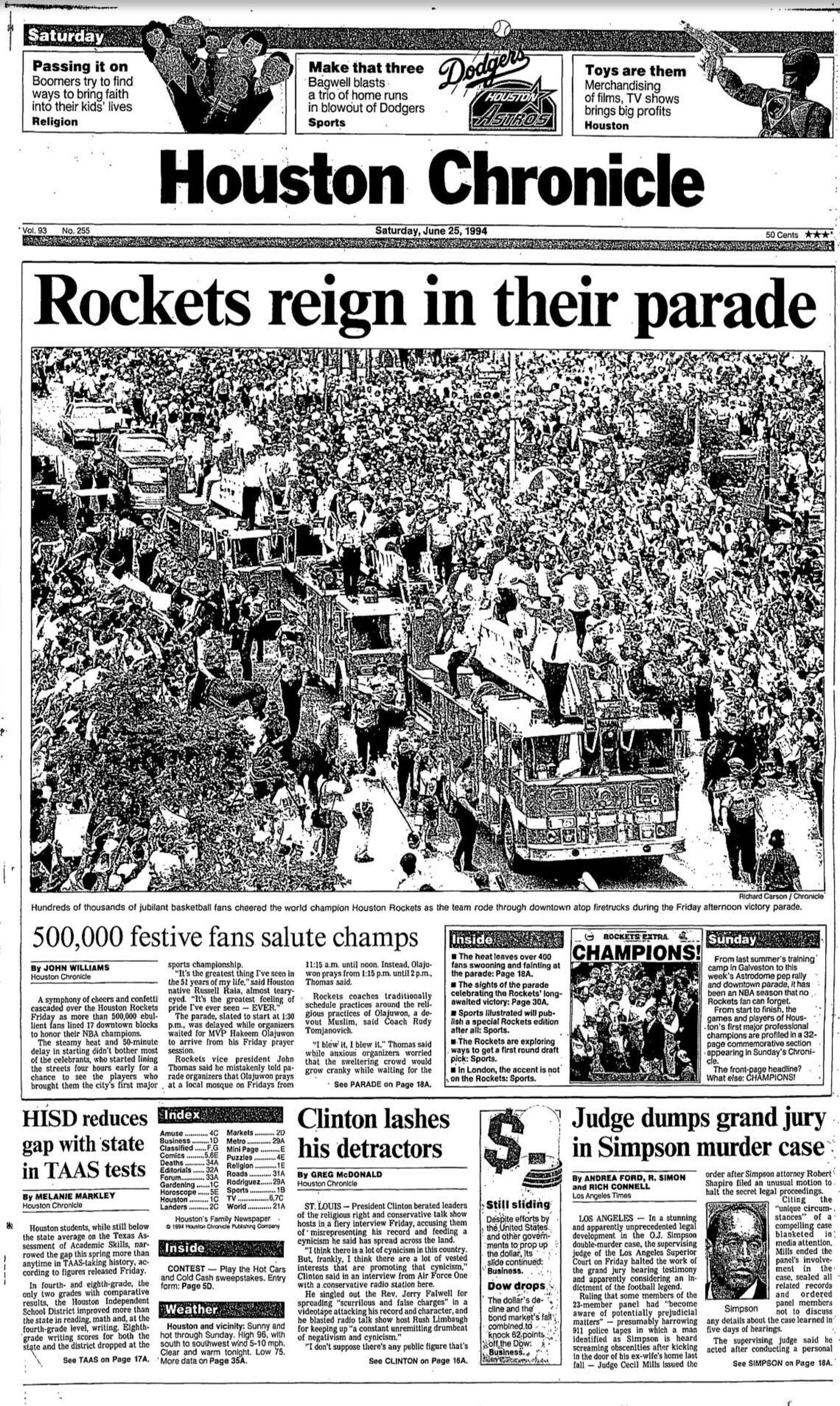 Relive Houston Rockets' 1994 NBA championship through historic