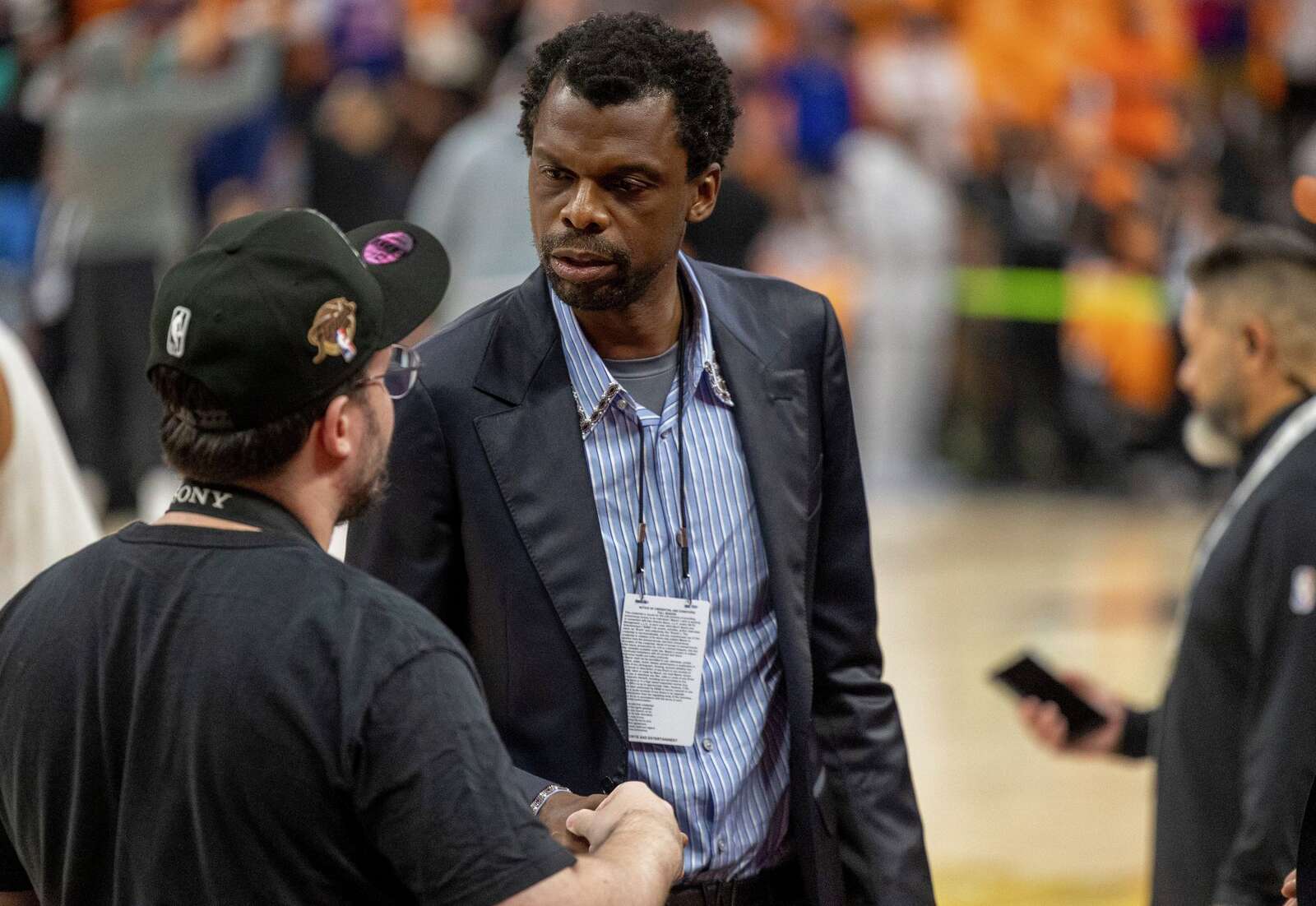 Félix Wembanyama, Wemby's father, attends Game 1 of the NBA Finals. (Andrew J. Whitaker/San Antonio Express-News)