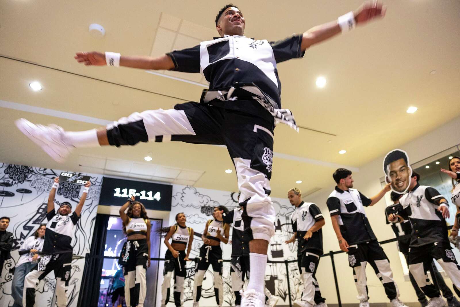 The Spurs Hype Squad performs before Game 1 of the NBA Finals. (Andrew J. Whitaker/San Antonio Express-News)