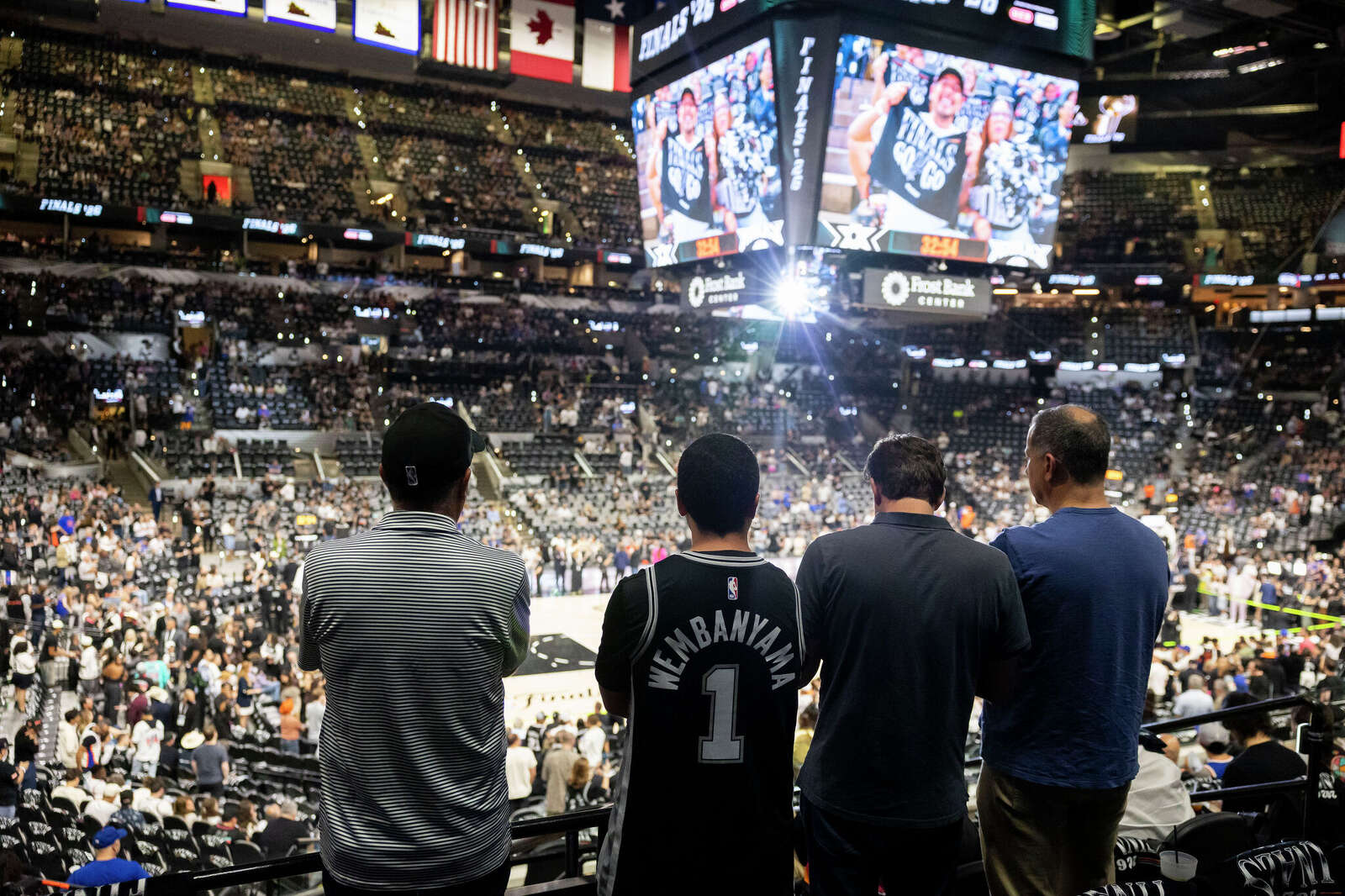 Fans wait for the start of game 2 of the NBA Finals.