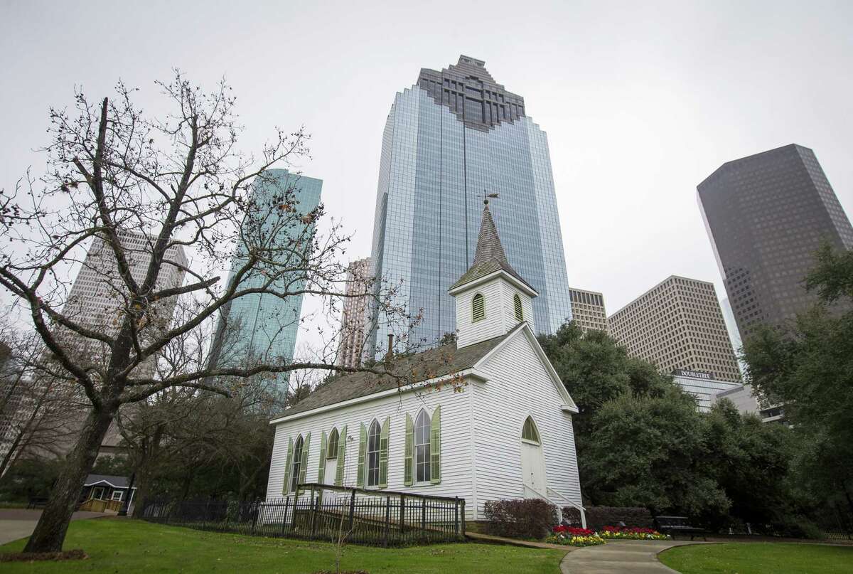 The 1891-built St. John Church was moved to its current home in Sam Houston Park in downtown Houston in 1968 where it is maintained by the Heritage Society, Wednesday, Jan. 16, 2019.