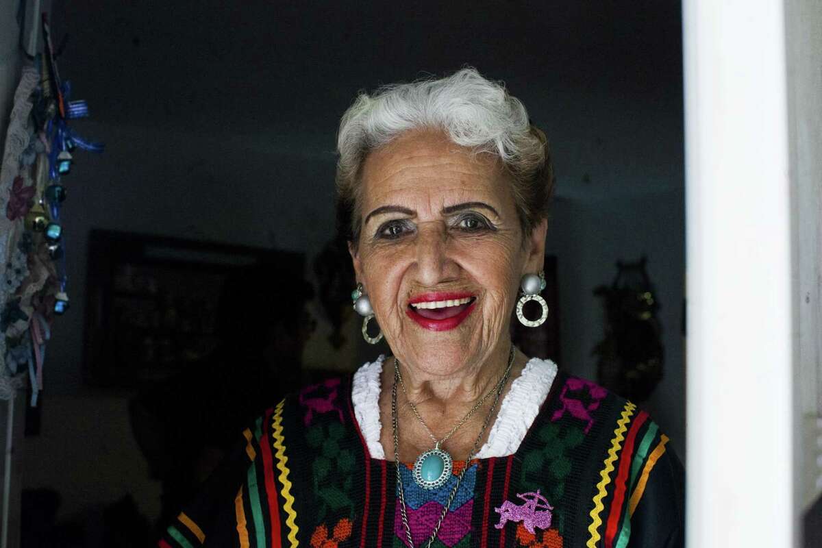 Portrait of Golden age ranchera singer Rita Vidaurri, 90, outside of her home Monday May 4, 2015. Vidaurri's mother died when Rita was 14 years old, "My mother was an angel."