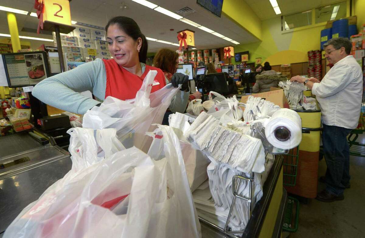 A new Connecticut law takes effect Thursday when customers will be charged 10 cents for plastic bags.
