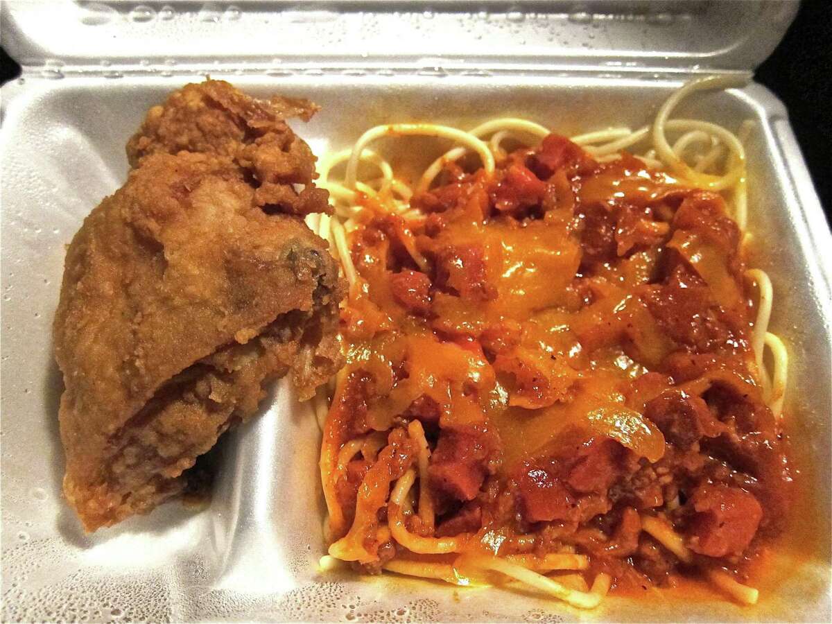 Fried chicken and spaghetti at Jollibee, a Filipino fast food restaurant that appears to be San Antonio-bound. The brand opened a Houston location in 2013.
