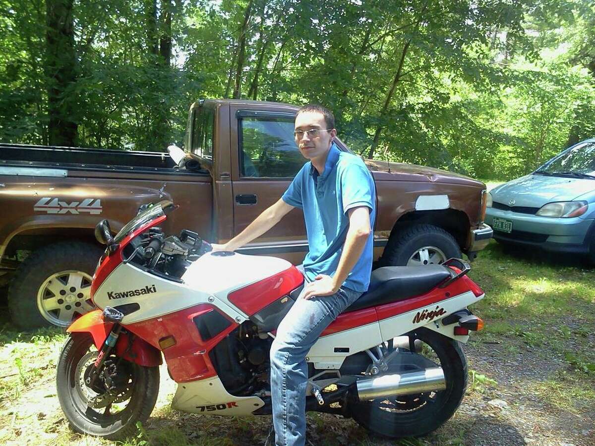 Jonathan Schaff was last seen on Jan. 18, 2014, walking on Route 149 in Granville toward Vermont. In this undated photograph, he sits astride his motorcycle, which he often rode with his father. (Photo provided by Billi Jo Rathbun)