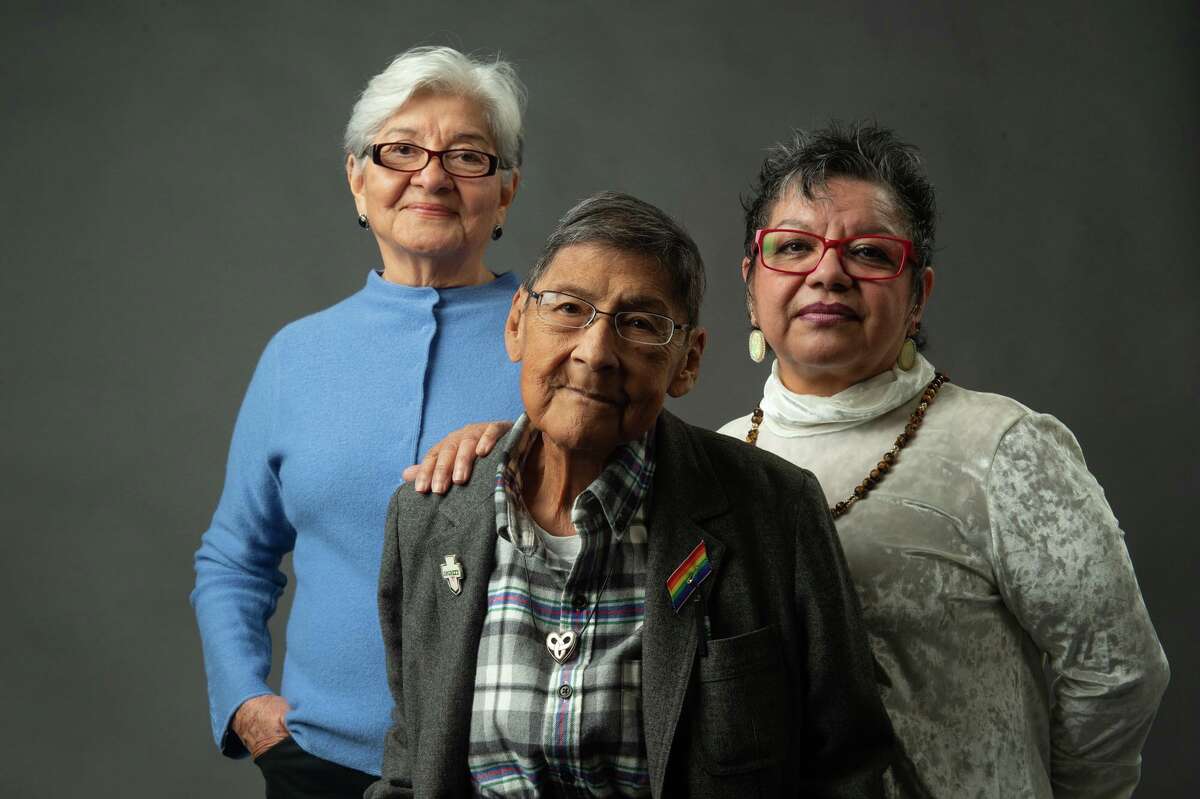 Nickie Valdez, center, was one of three women honored as San Antonio’s peace laureates in January 2019. The others honored were Rebecca Flores, left, a former state director of the United Farm Workers, and Patricia S. Castillo of the P.E.A.C.E. Initiative.