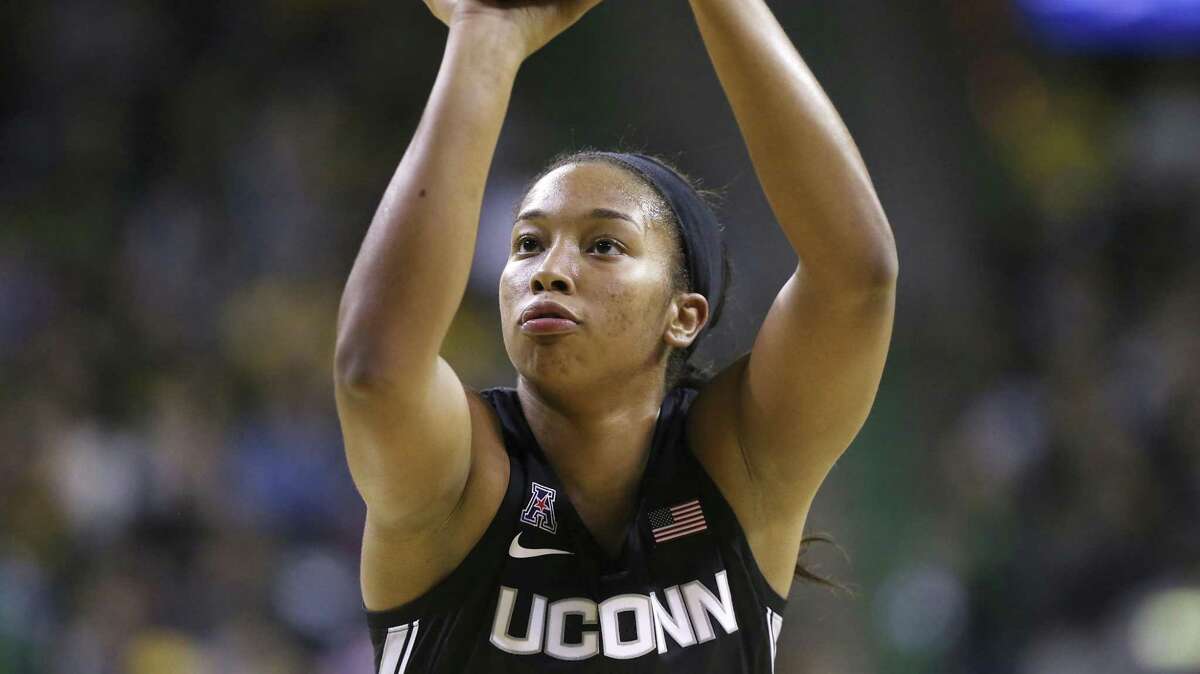 Connecticut guard/forward Megan Walker attempts a free throw during a UConn at Baylor NCAA basketball game on Thursday, Jan. 3, 2019, in Waco, Texas. (AP Photo/Jerry Larson)
