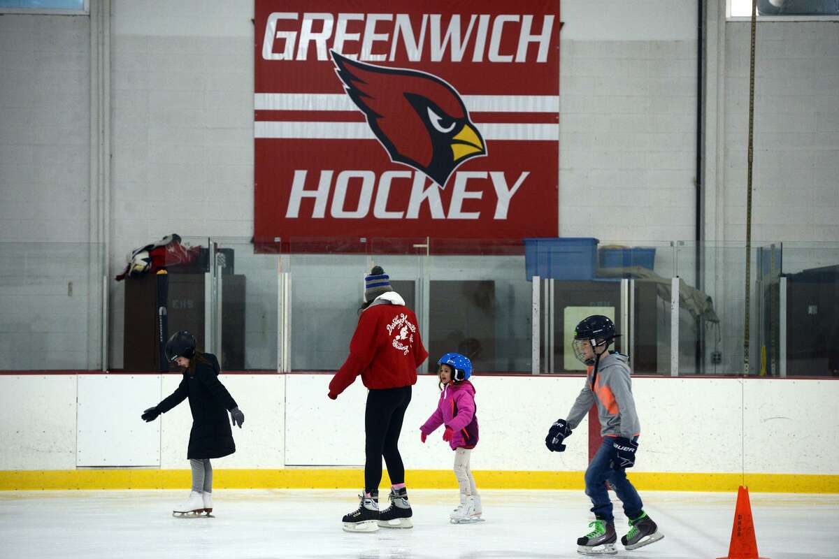 Residents participate in a public skating session at Dorothy Hamill Rink, in Greenwich, Conn. Dec. 28, 2018. A new rink is one of the possible capital projects to be addressed in the town budget.