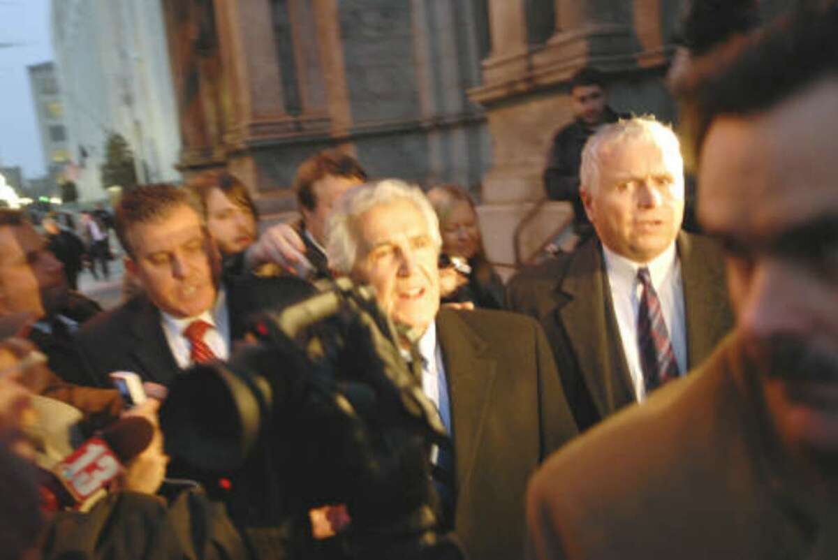 Sen. Joseph L. Bruno exits the James T. Foley U.S. Courthouse in Albany December 2009 after being found guilty of two felony charges brought against him in a federal corruption case. Bruno was acquitted on 5 other charges. (Philip Kamrass / Times Union)