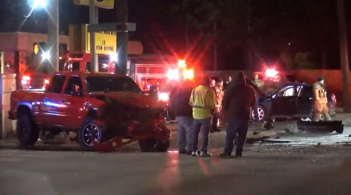 Four people - including a 5-year-old girl - were hospitalized after an overnight wreck on Harrisburg and 75th.