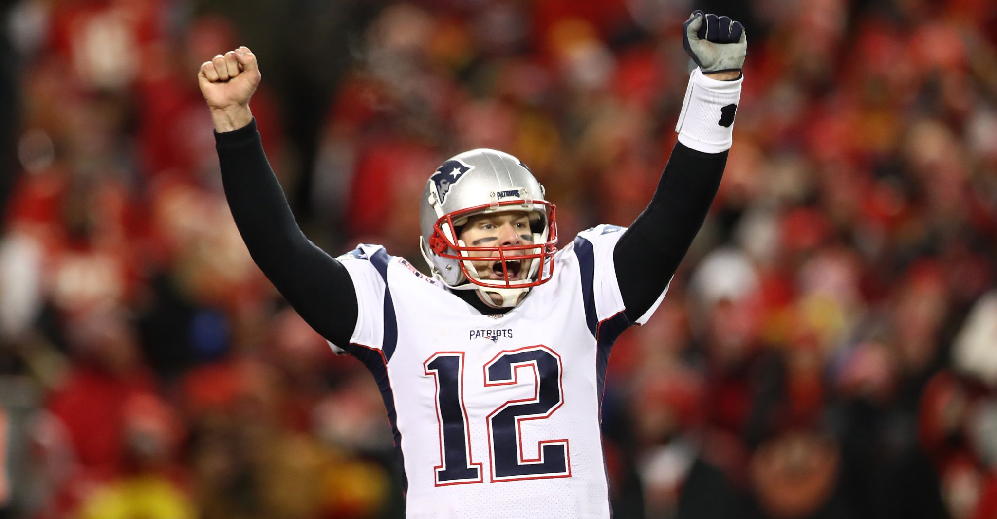 New England Patriots quarterback Tom Brady (12) during the second half of  the AFC Championship NFL football game, Sunday, Jan. 20, 2019, in Kansas  City, Mo. (AP Photo/Jeff Roberson)