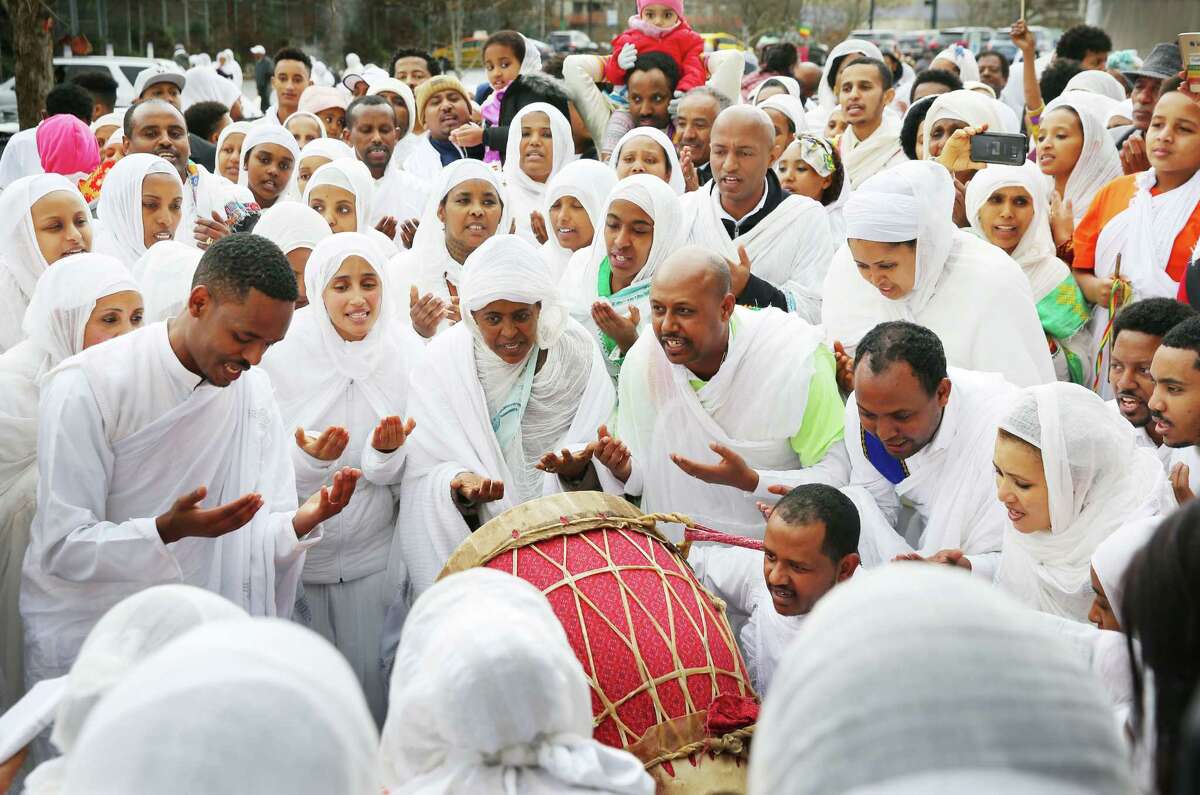 The congregations of several local churches gather to celebrate Timkat, the Ethiopian Orthodox Tewahedo Church's Epiphany, at King's Hall on Sunday, Jan. 20, 2019.