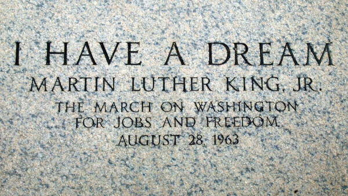 An engraving at the Lincoln Memorial marks the spot where Martin Luther King Jr. made his 1963 “I Have a Dream” speech August 22, 2003, in Washington, D.C. Photo by Mark Wilson/Getty Images