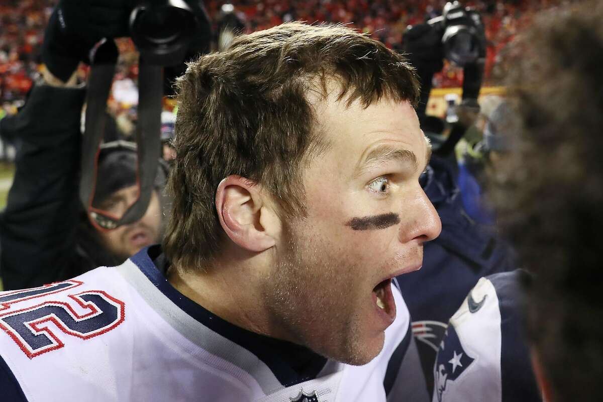 Tom Brady of the New England Patriots reacts after a play against