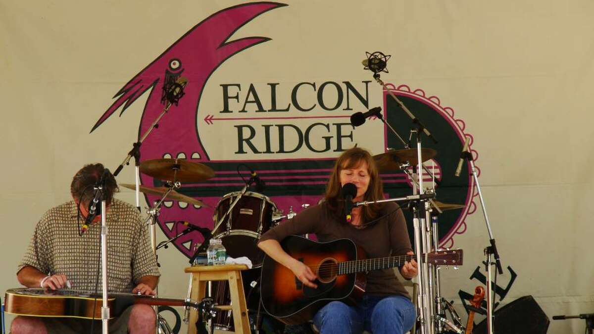 Tracy Grammer with Jim Henry on the Falcon Ridge Folk Festival mainstage in 2009. (Ken Ingram)