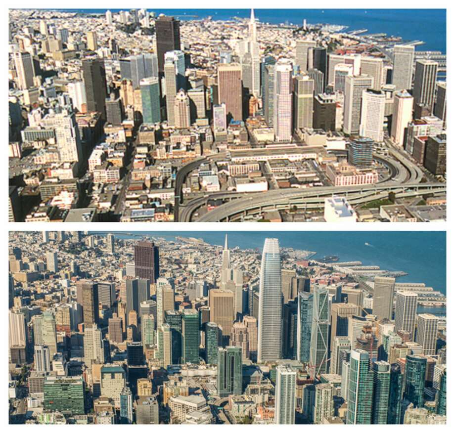 san francisco skyline: before and after: 1980s vs.