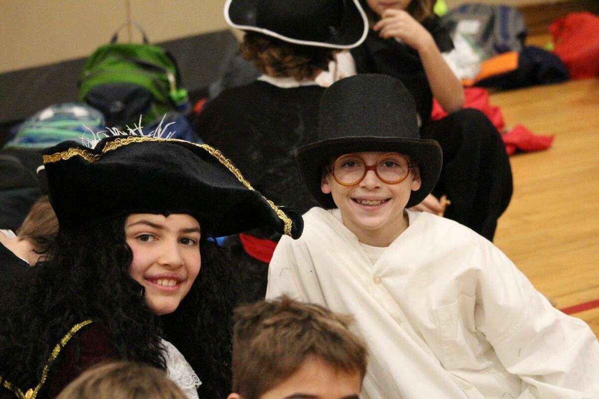 Pierre Smith, William Gaulin pose in costume during a dress rehearsal. The students of Riverside School performed their rendition of "Peter Pan" for students and parents Friday and Saturday nights. The play culminated a "Peter Pan" summer reading challenge and curriculum themes based on the classic tale.