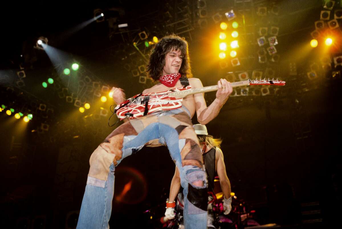 Eddie Van Halen of Van Halen performing in New Haven, Connecticut on March 24, 1984.