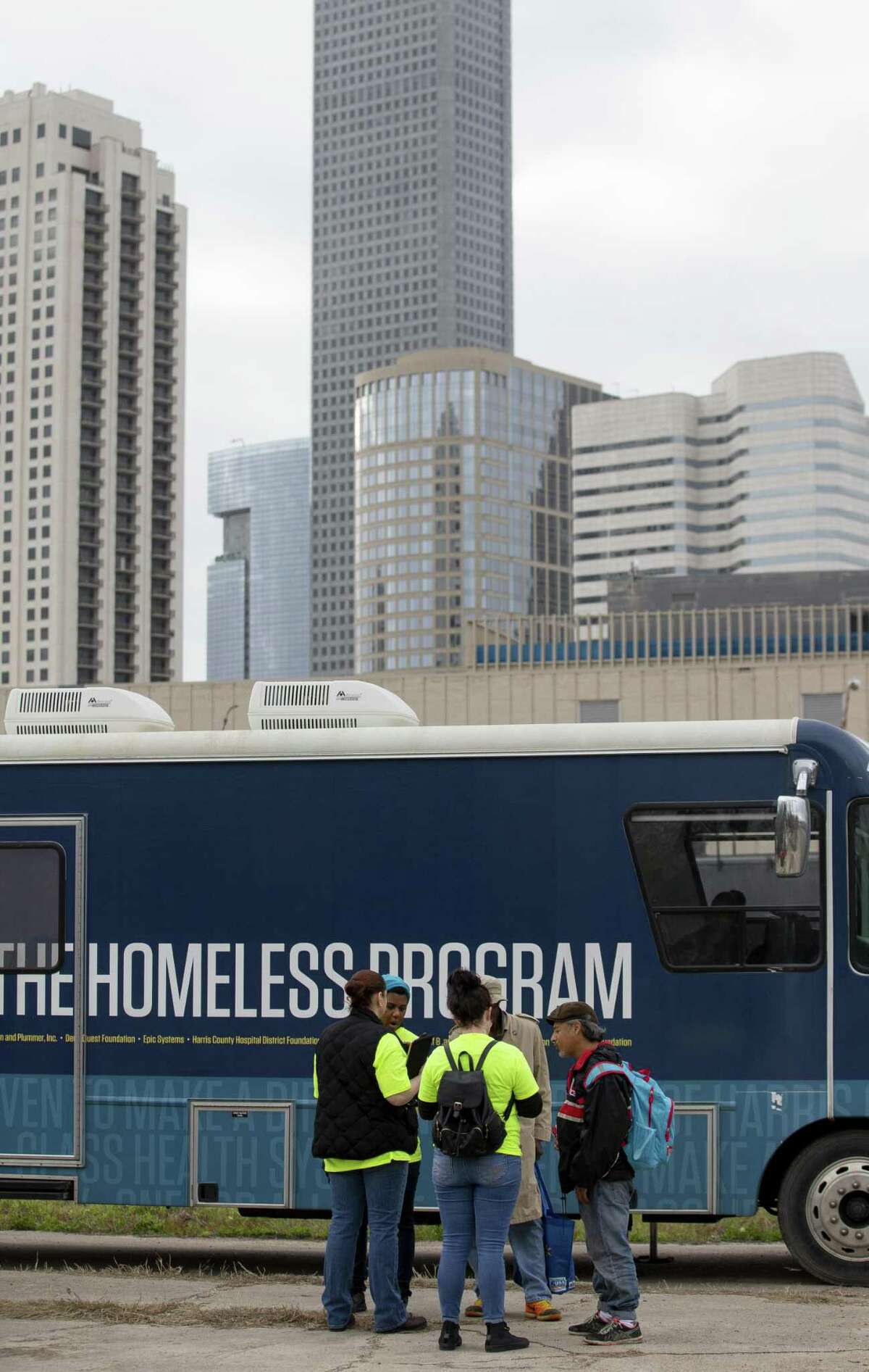 Volunteers and staff from the Houston Coalition for the Homeless and The Way Home connected with the homeless population for the annual homeless count Tuesday, Jan. 22, 2019, in Houston.