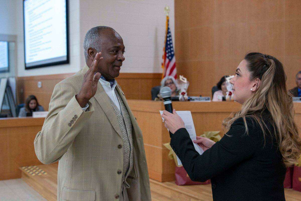 Timothy Payne, appointed by the state education commissioner to the Edgewood ISD board in 2017, was sworn in as an Edgewood trustee Tuesday evening.
