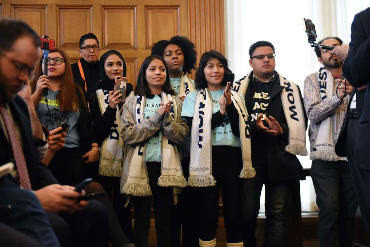 64,123 immigrants live in the Capital Region, making up 7.3 percent of the population, according to the New American Economy.  Immigration advocates, including many 'Dreamers,' attend a press conference to announce the pending passage of the Jose Peralta New York State Dream Act on Wednesday Jan. 23, 2019, at the Capitol in Albany, N.Y. (Will Waldron/Times Union)