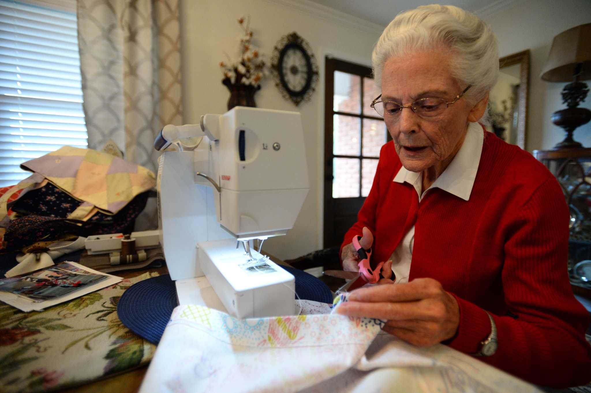 Seamstress Mavis Pippin 92 is still doing my little part