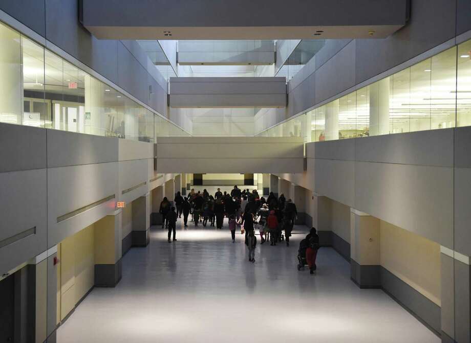 Parents And Students Walk Through What Will Be The Gymnasium Area During An Open House For Parents And Students Walk Through What Will Be The Gymnasium Area During An Open House For