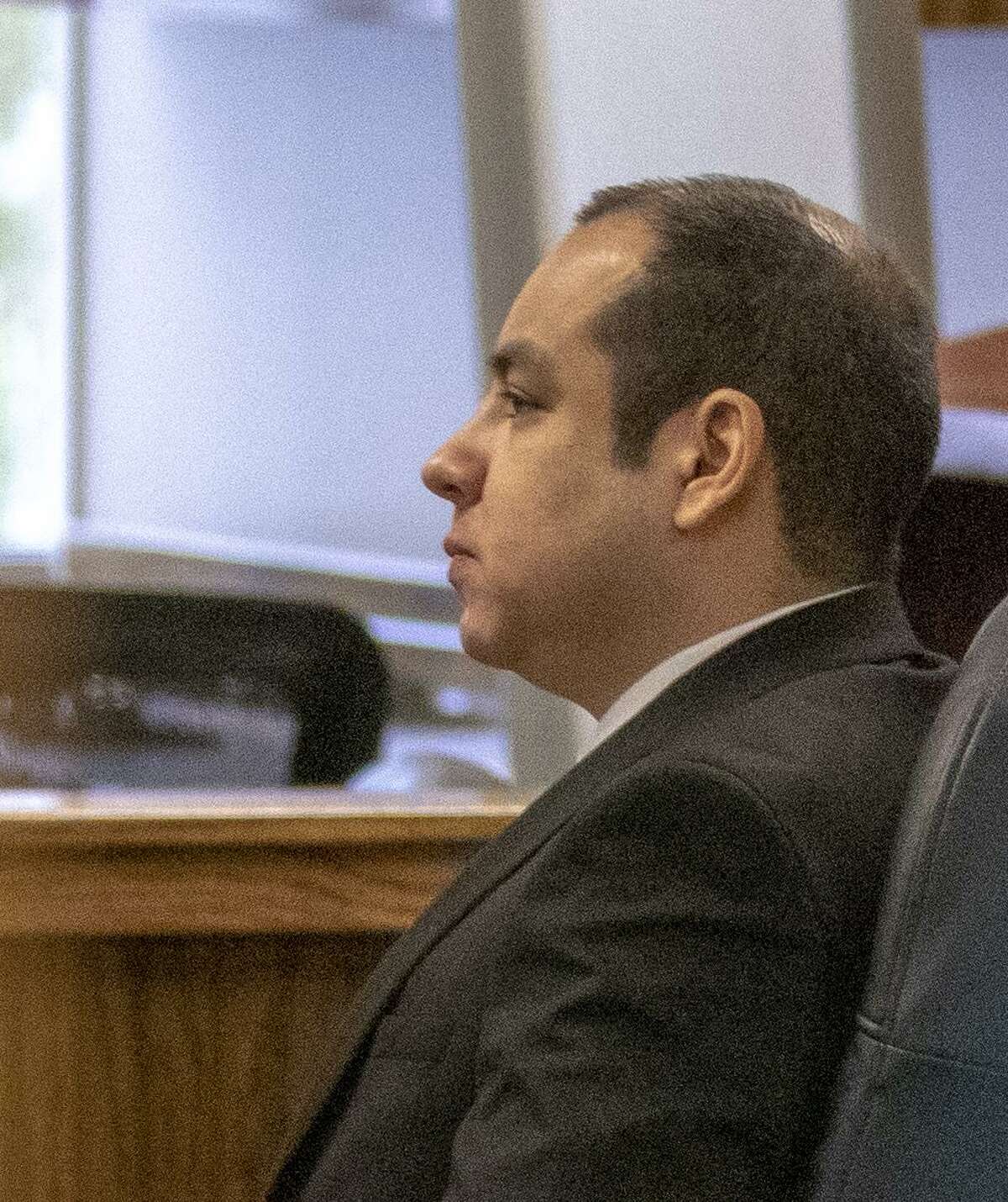 Rafael Leos Trejo sits in trial Tuesday, Jan. 22, 2019 in the 435th state District Court of Judge Patty Maginnis in Conroe. Trejo was charged with the murder of his wife.