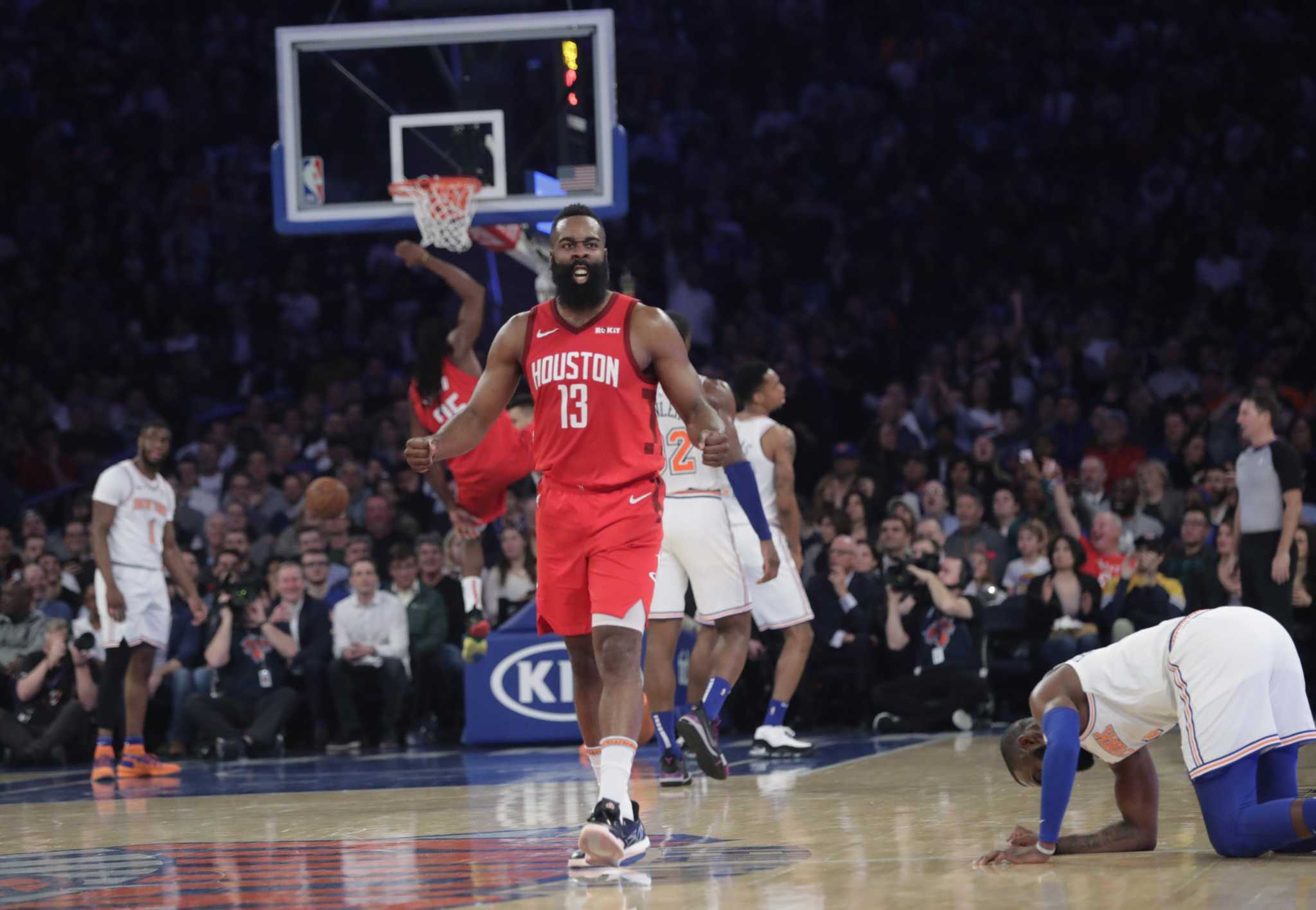 Nba Harden Scores Career Best 61 Rockets Edge Knicks 114 110