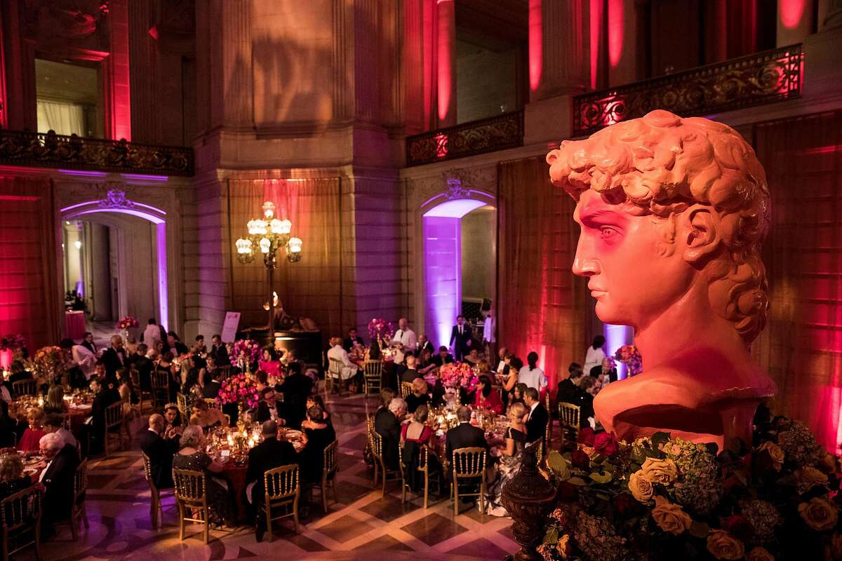 Guests of the San Francisco Ballet Opening Night Gala sit down to dinner during the event at City Hall in San Francisco, Calif., on January 23, 2019. The theme of the evening was "This is Passion."