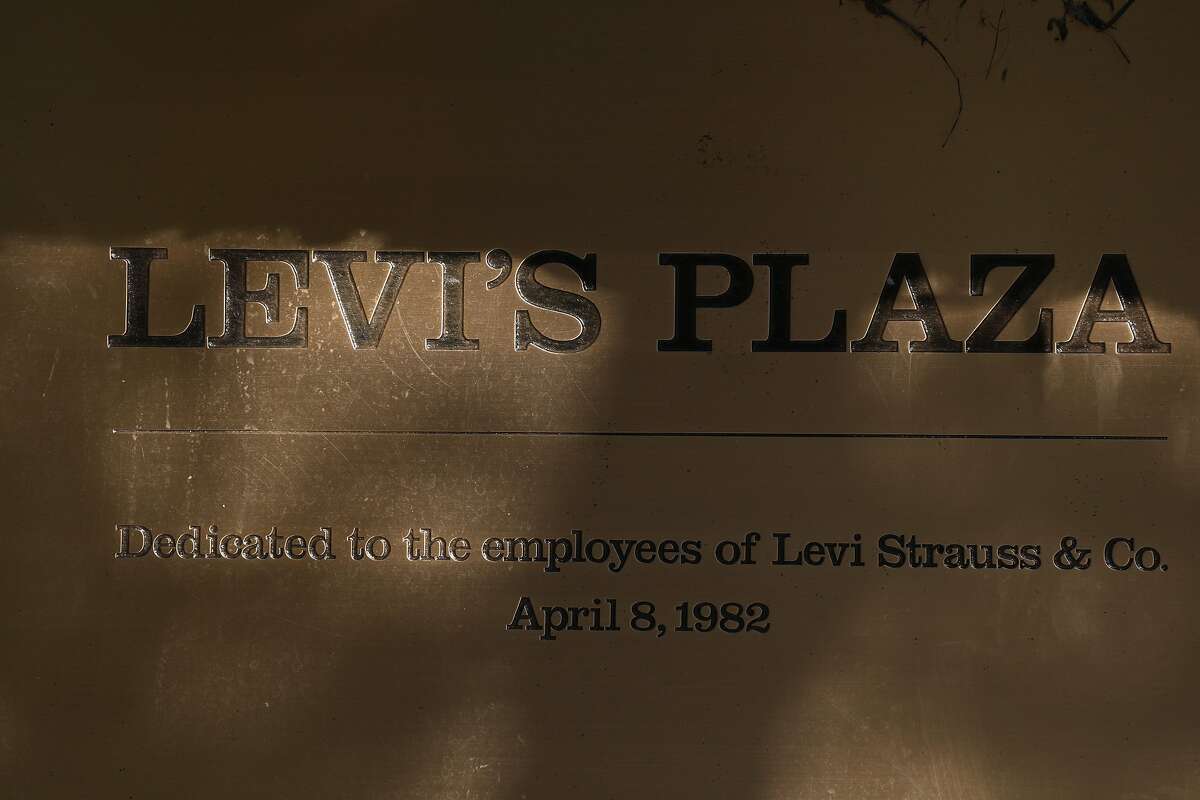 A dedication sign at Levi's Plaza is seen on Thursday, January 24, 2019 in San Francisco, Calif.